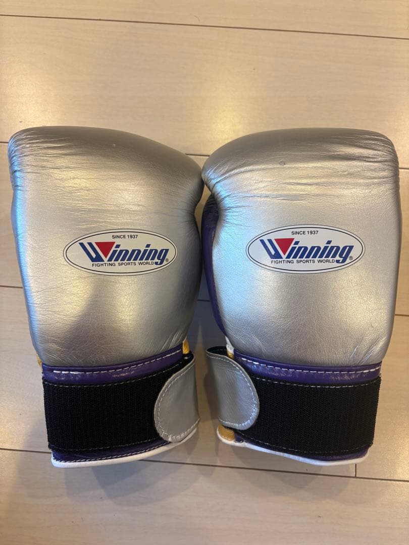Winning ボクシンググローブ 10 oz シルバー/パープル　箱あり