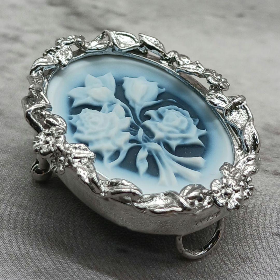 未使用級✨ ストーン カメオ ブローチ チョーカー 2WAY SV925 ブルー