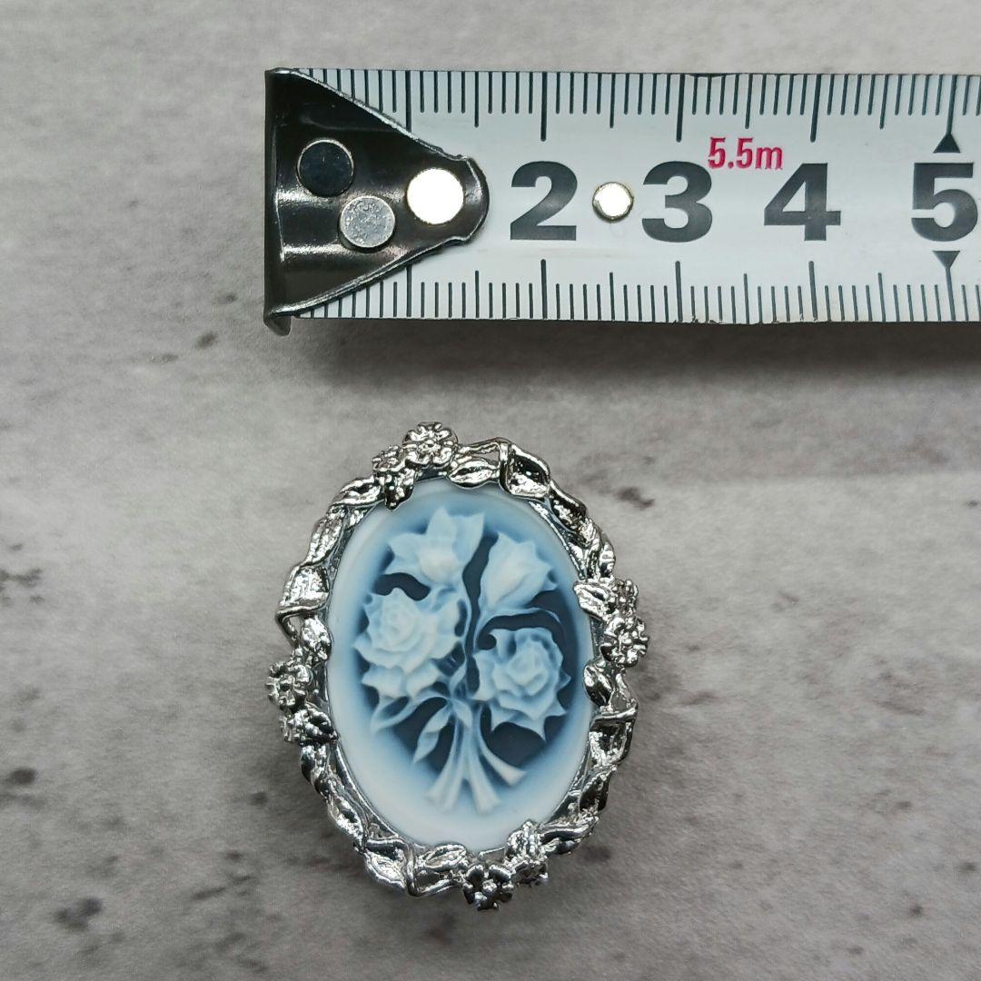 未使用級✨ ストーン カメオ ブローチ チョーカー 2WAY SV925 ブルー