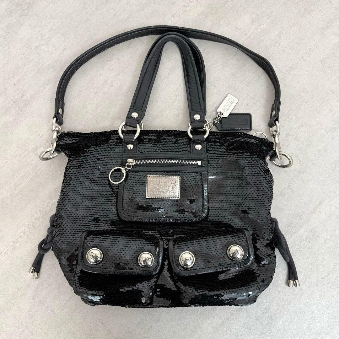 バッグ Coach Poppy Sequin Spotlight 2way Bag