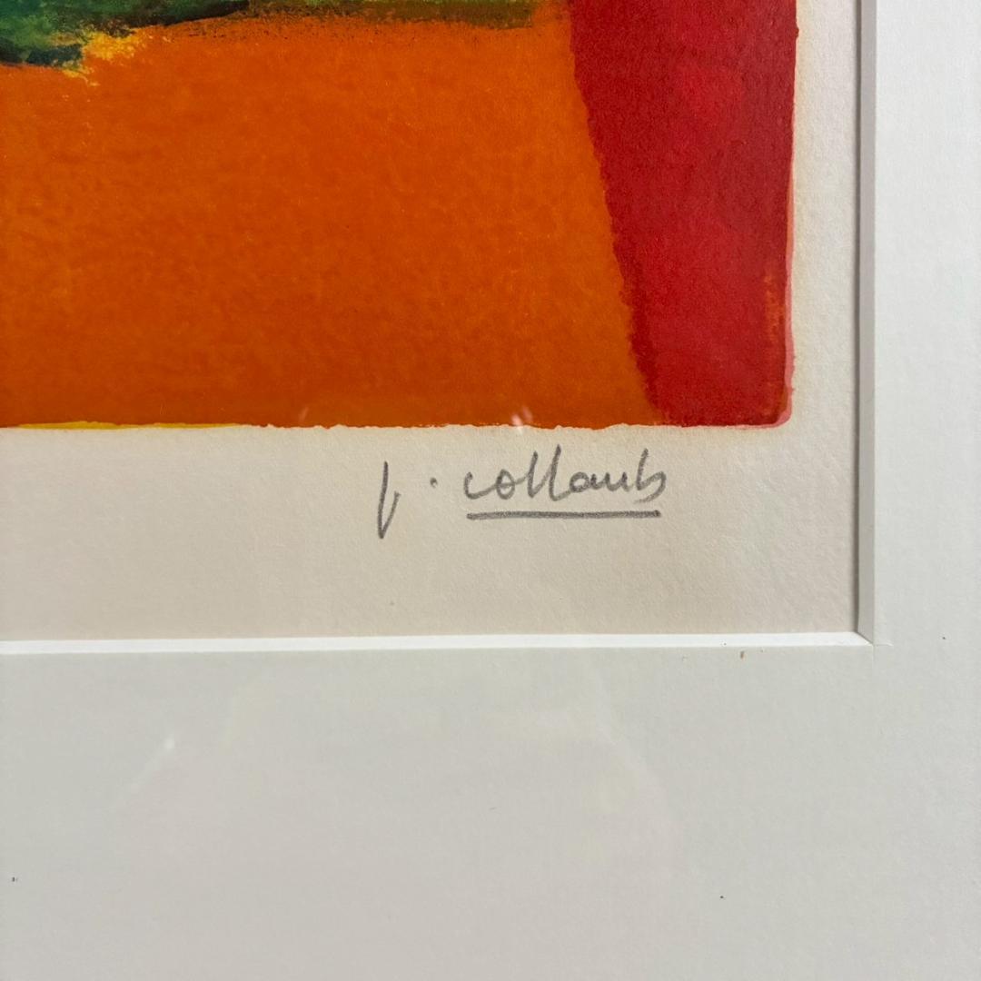 コロン V.Collomb「紅茶わかしとひなげし」リトグラフ 直筆サイン入り