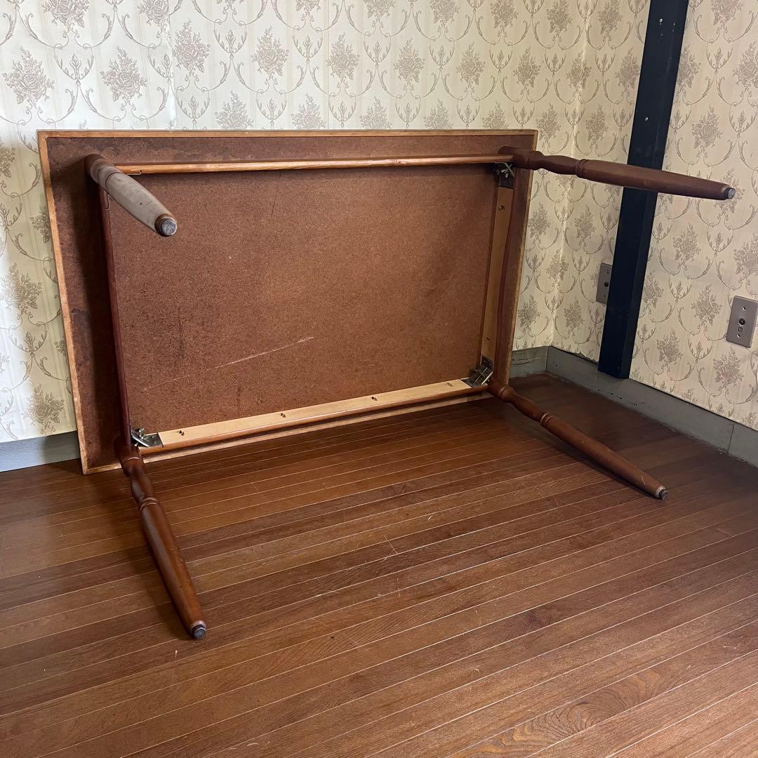 【アンティーク】昭和レトロ 大理石柄 木製ダイニングテーブル 石目天板 古民家