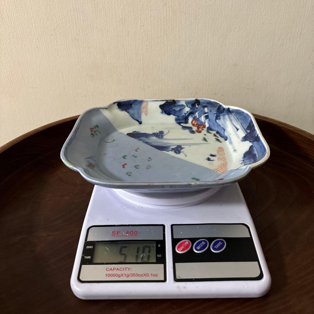 古伊万里染付 角皿 アンティーク　白磁　李朝　骨董　古道具　李朝