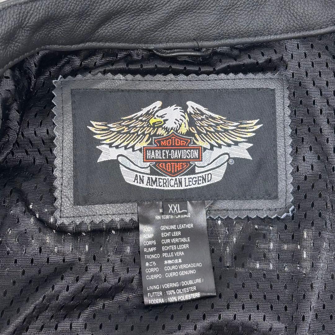 メガサイズ！ハーレーダビッドソン シングル ライダースジャケット 黒 XXL
