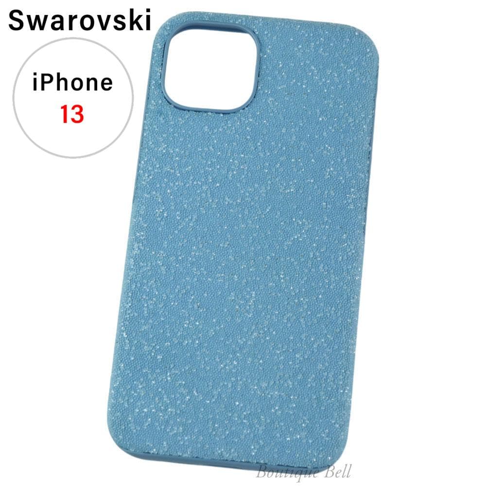 【スワロフスキー】クリスタル iPhone13ケース ライトブルー