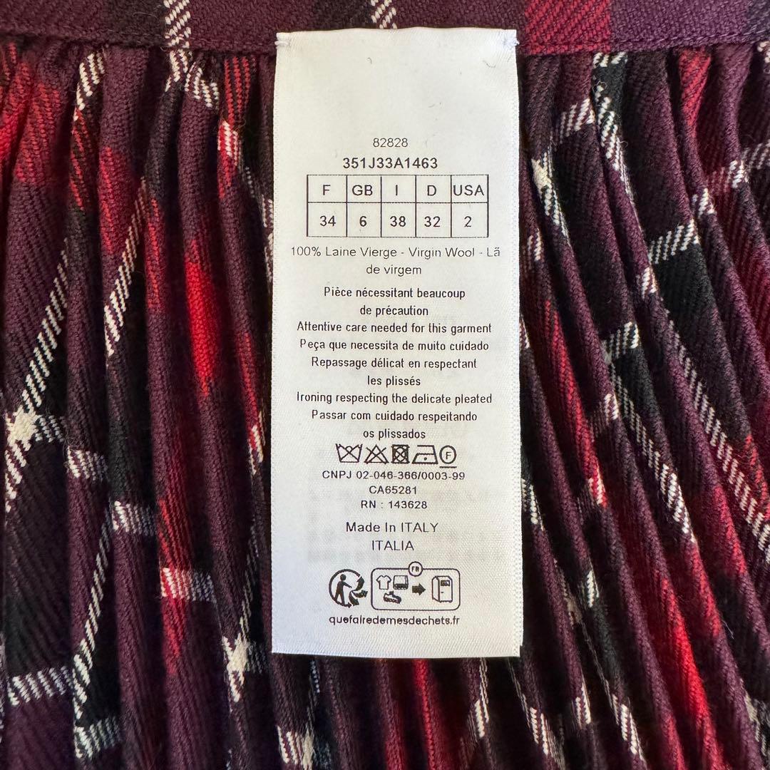 未使用☆正規品　Dior　赤チェック プリーツスカート　ラップスカート