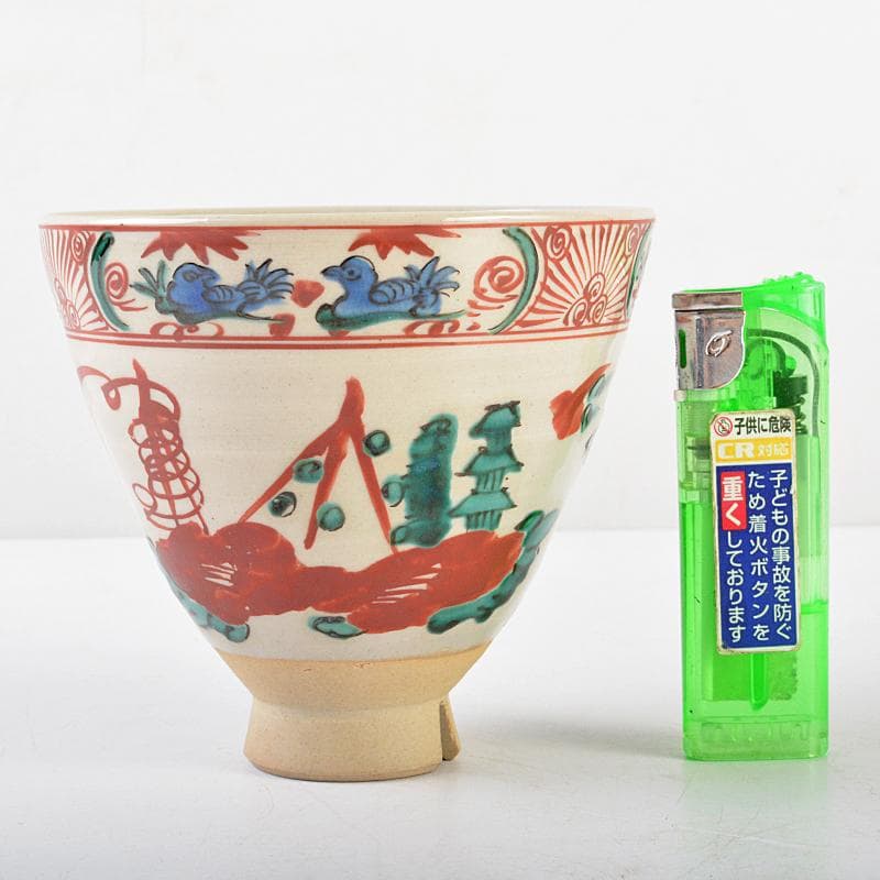 九谷焼　初代　徳田八十吉造　古赤絵　向附　八客　共箱　F　R6573