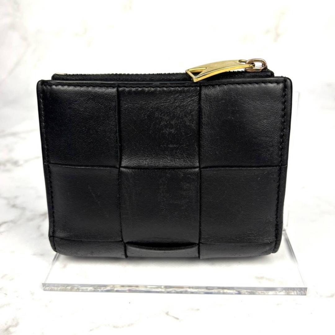 【極美品】ボッテガヴェネタ【カセット】イントレチャート⭐２つ折り財布 ブラック