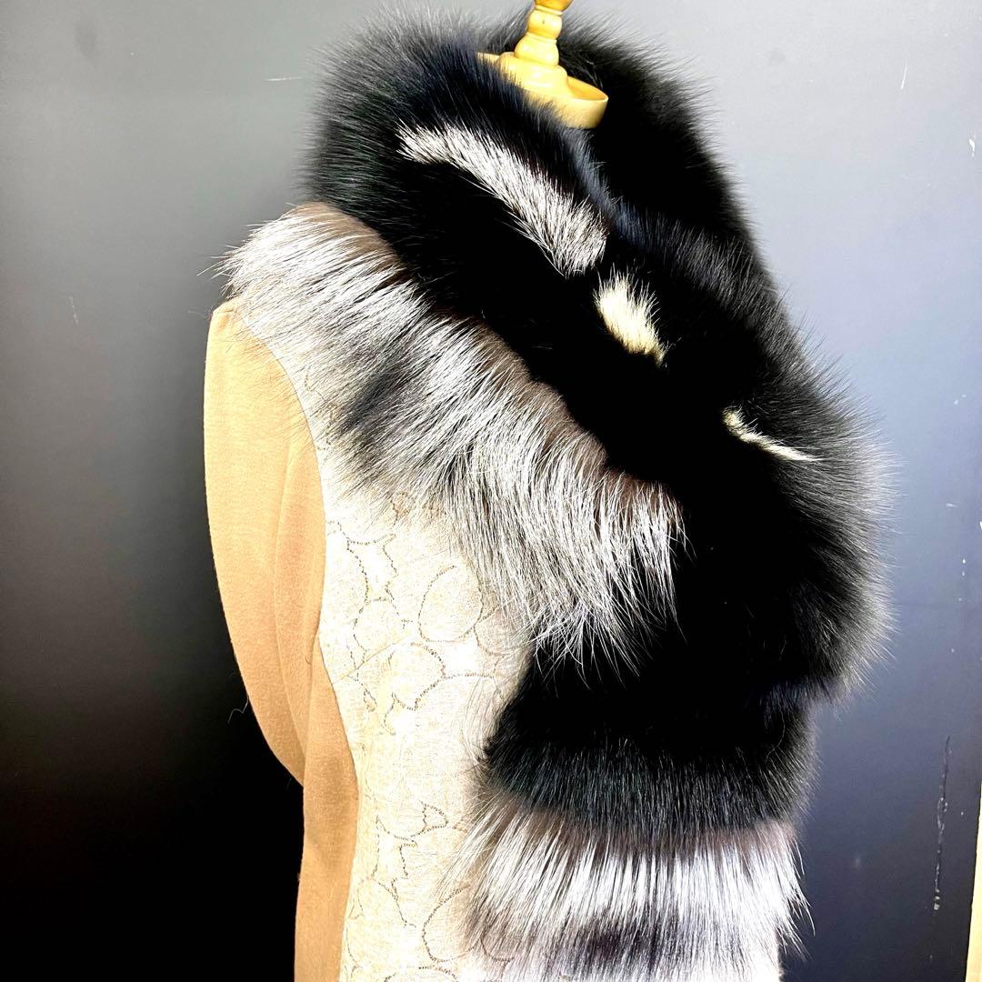 blue fox silver design muffler／GAKE日本製❣️