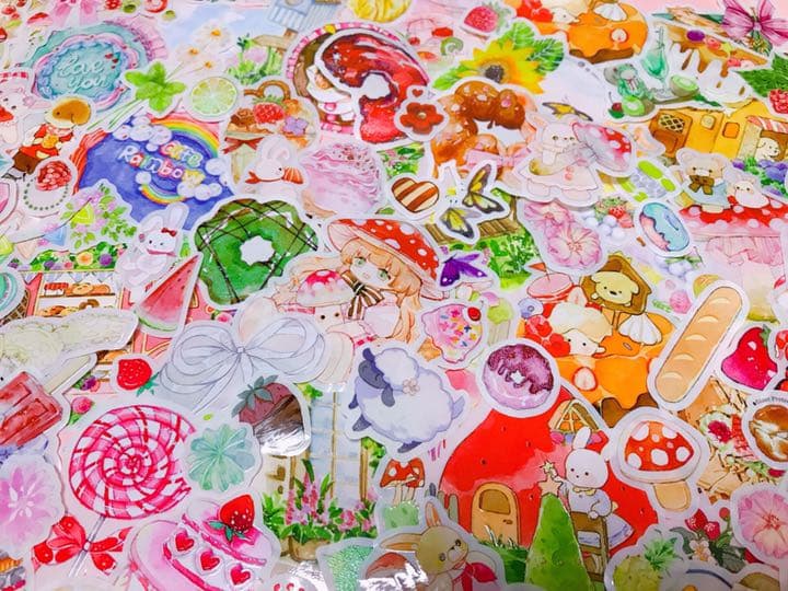 可愛いい❤️❤️フレークシール( ⸝⸝•ᴗ•⸝⸝ )うさちゃんの夏のピクニック♡♡