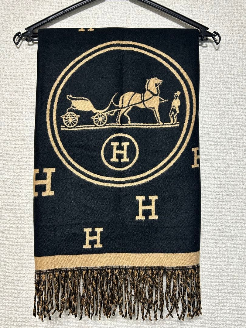 エルメス マフラーブラック ブラウン