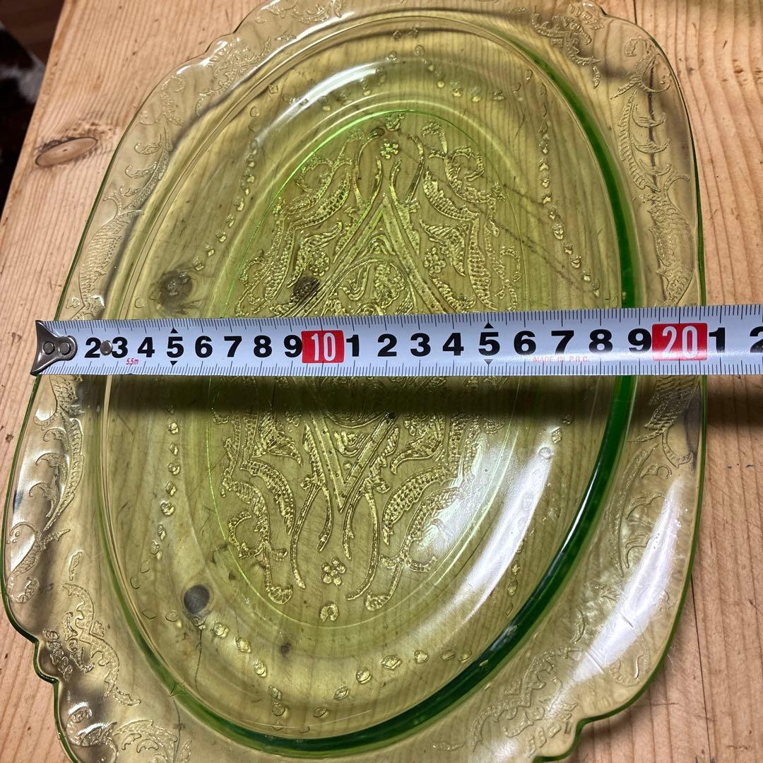 レア　ウランガラス　フェデラルマドリッド　シャーベットペア　大型オーバルトレイ