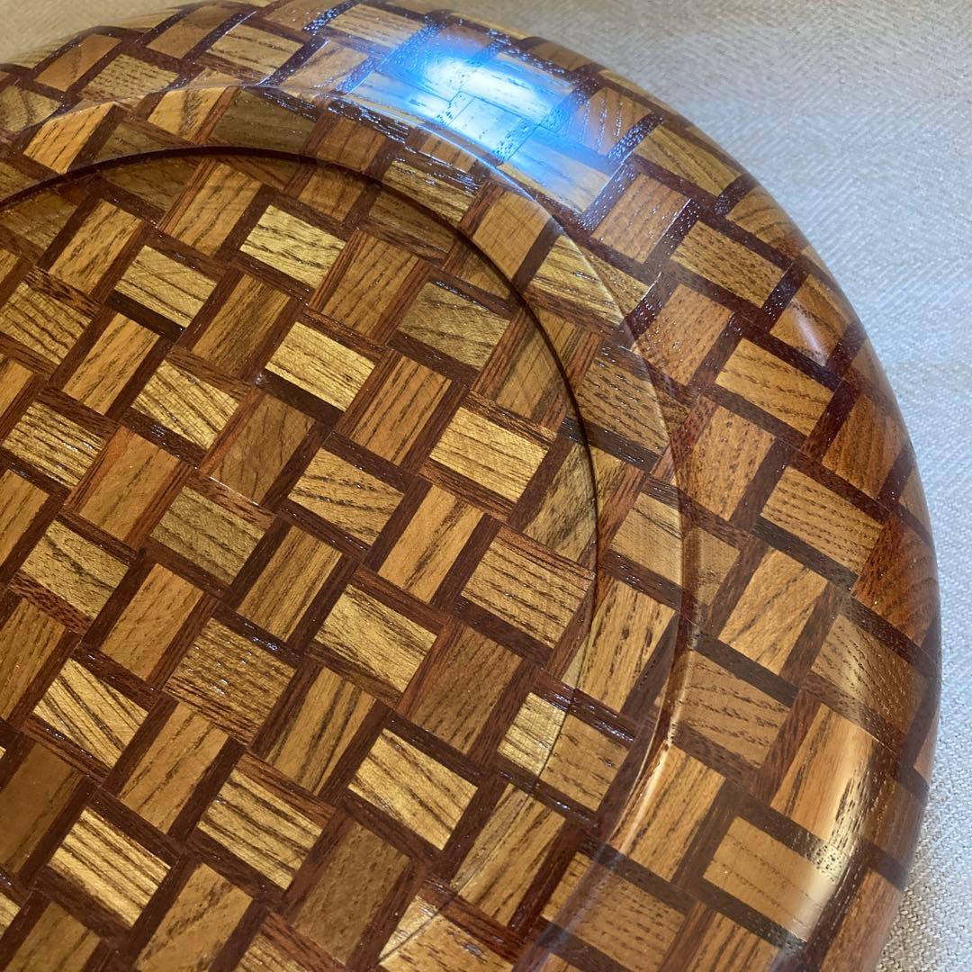 寄木細工　丸盆　浅皿　菓子器