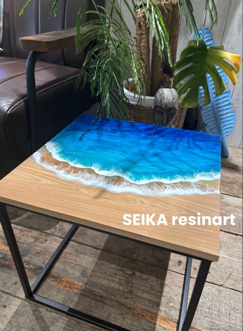 海レジン　レジンアート　レジンテーブル　サイドテーブル　インテリア