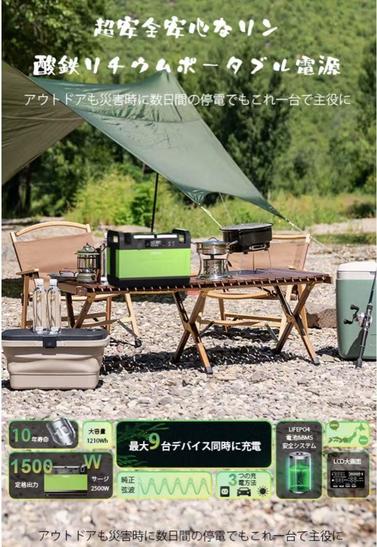 CTECHI ポータブル電源 378000mAh 1500W 高安全リン酸鉄锂