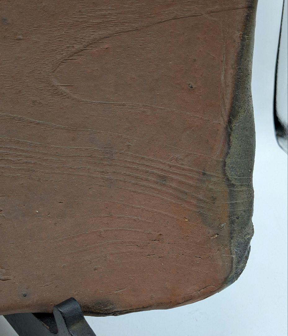 武用真 備前焼 木目四方皿 叩き皿 四方平鉢 食器 大皿 隅切角皿 盛り皿 和食