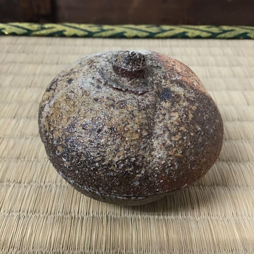 茶道具　香合　常滑焼　人間国宝　三代　山田常山　造　栞　紙箱　共箱　S80KG