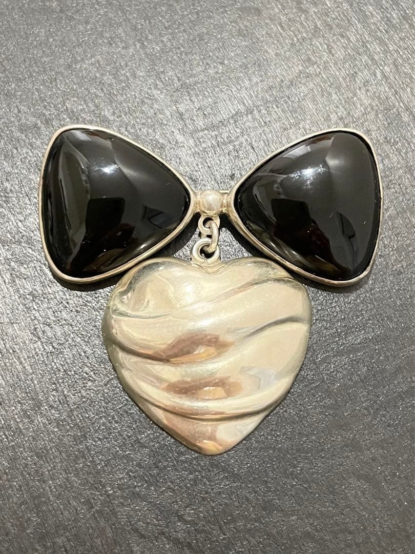 【限定特価】ヴィンテージブローチ　ブラックオニキス　メキシコシルバー