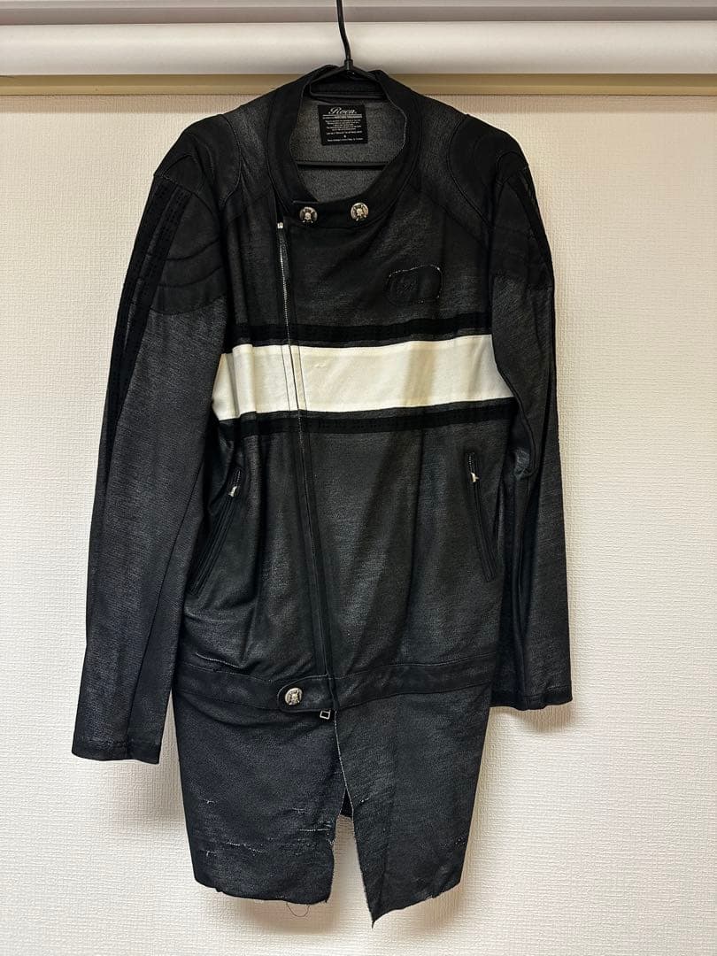 シングルライダースジャケット ブラック/ホワイト