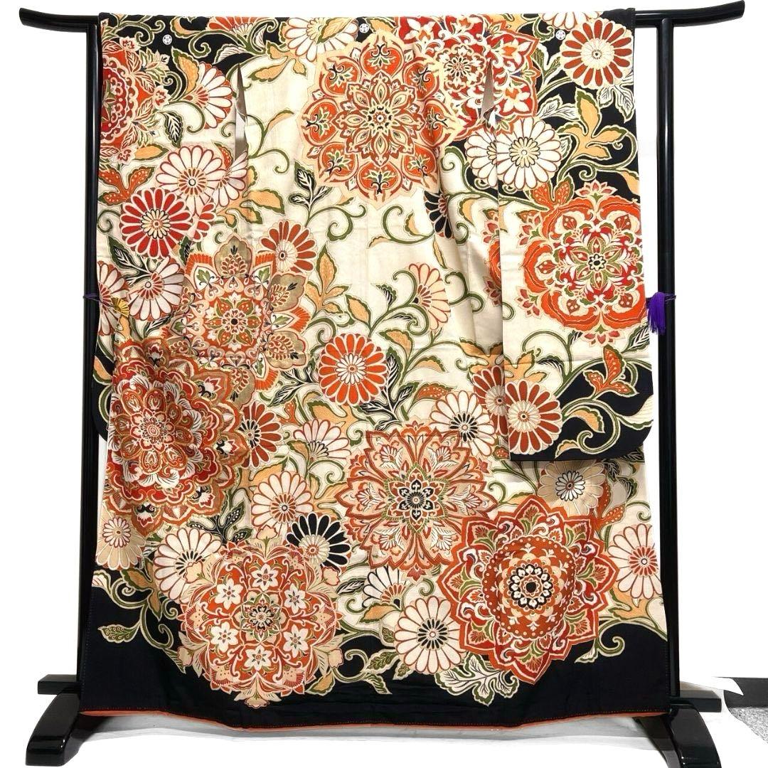 振袖　アンティーク　金駒刺繍　金彩　華紋　成人式 晴れの日 着物 045a p