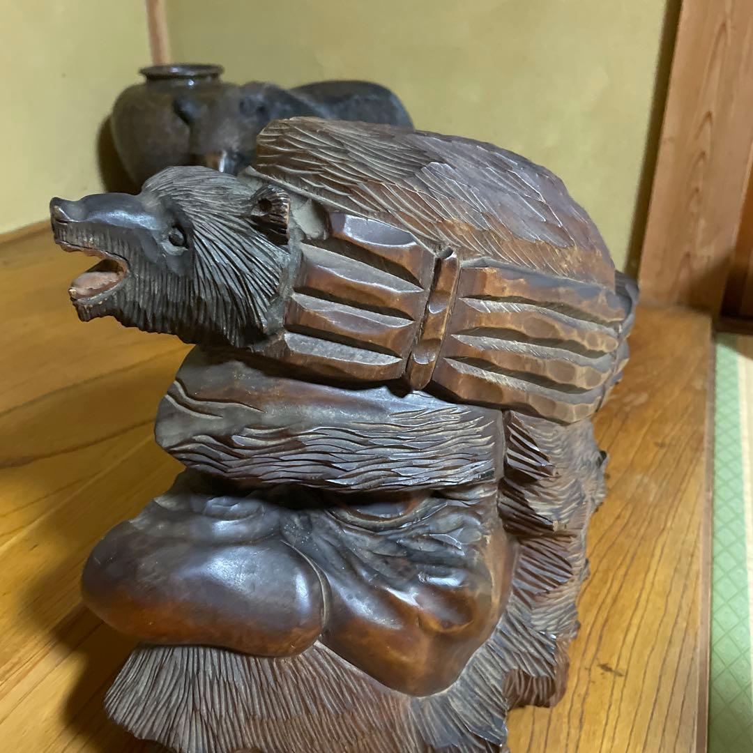 木製の彫刻置物　アイヌ　木製　白老　置物　木彫り　工芸品　手彫り