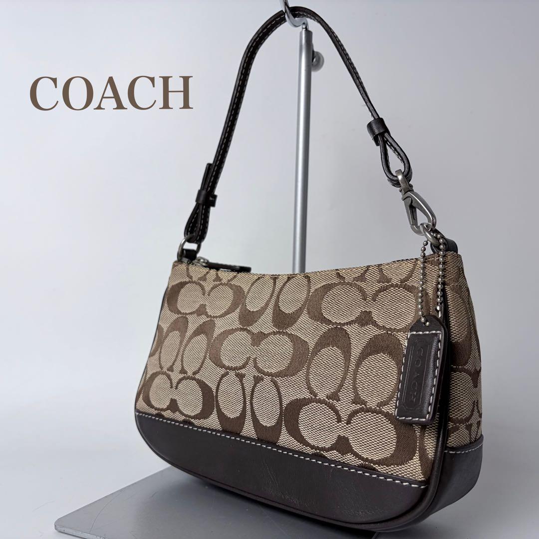 コーチ アクセサリーポーチaccessory pouch6094チャームブラウン