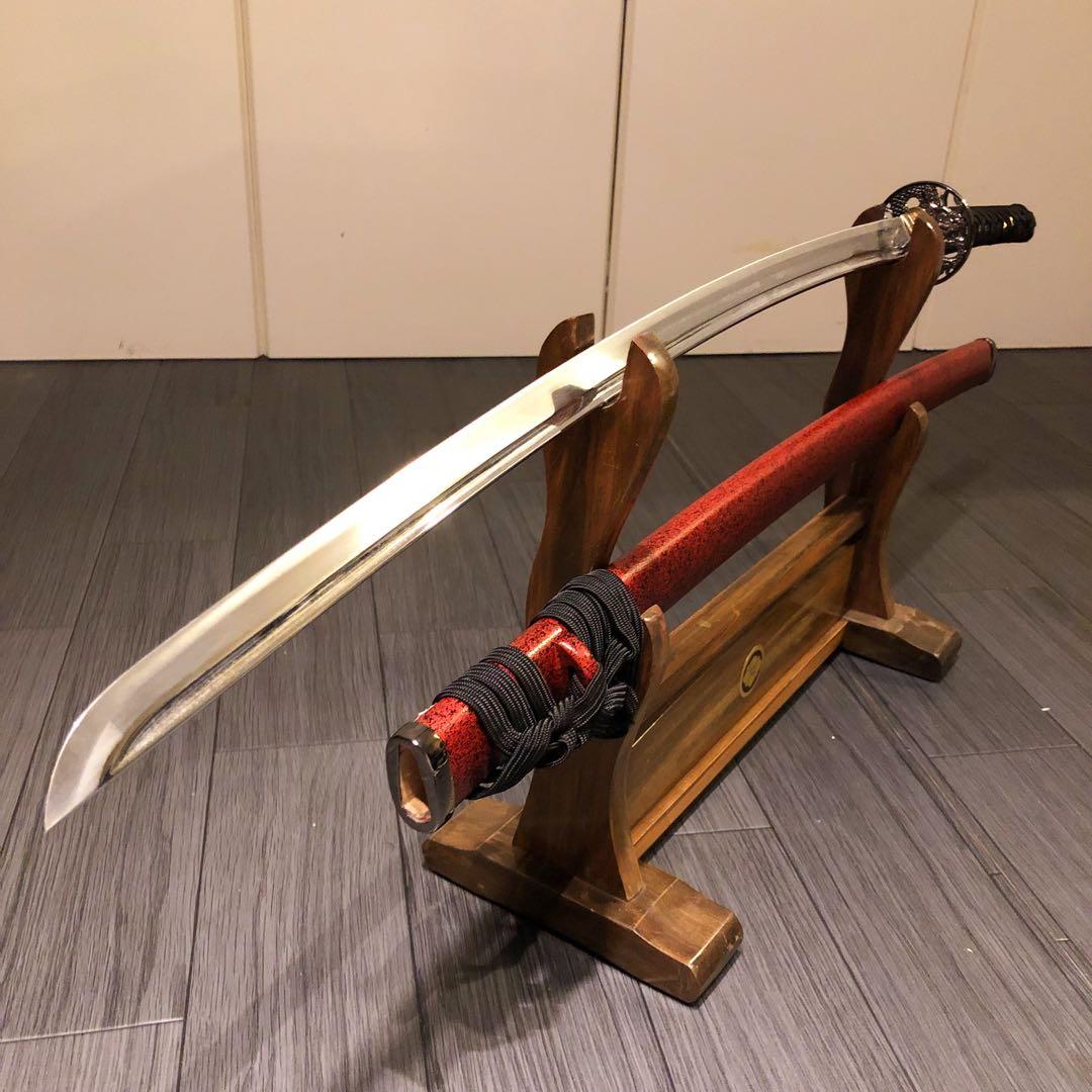 高級模造刀　居合刀　樋入刀身　朱拵え　合金刀身　 刀