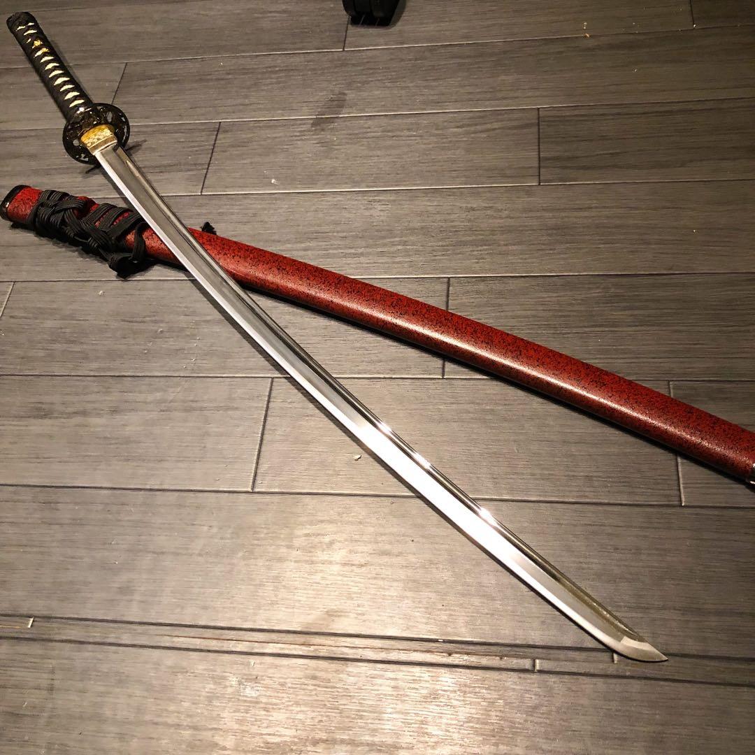 高級模造刀　居合刀　樋入刀身　朱拵え　合金刀身　 刀
