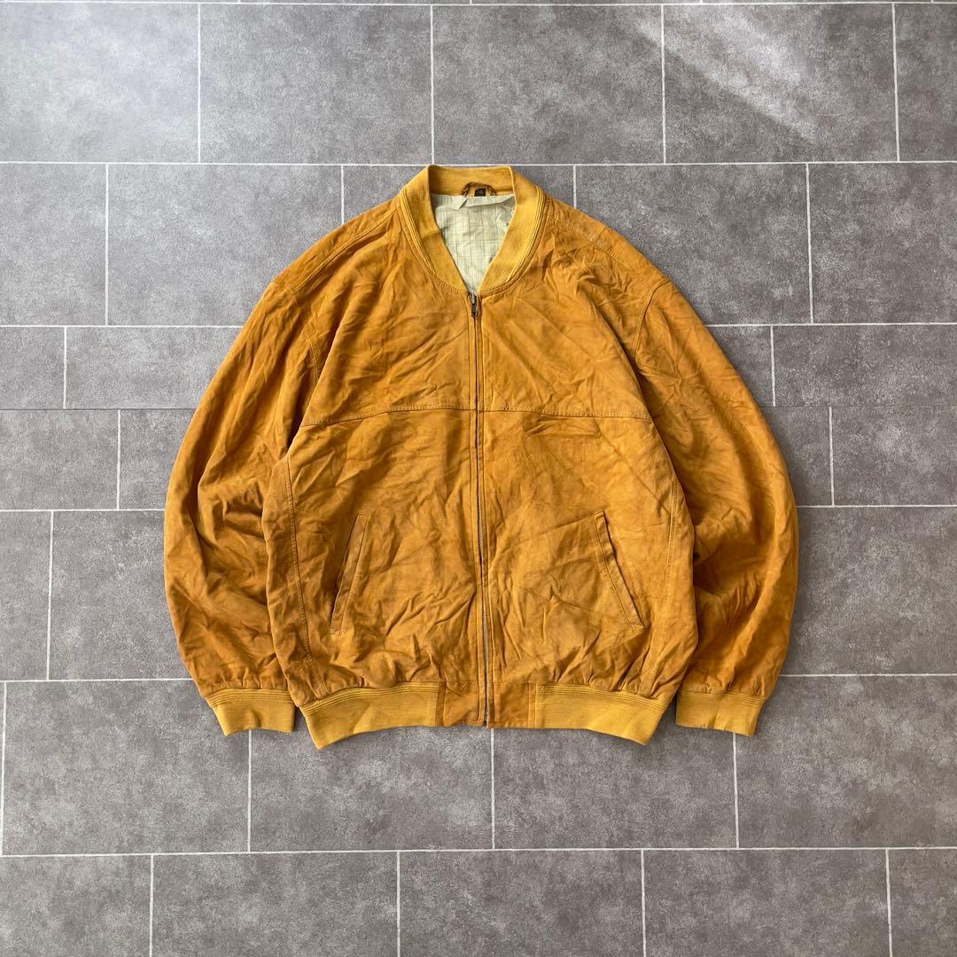 本革 ヴィンテージ スエードレザーブルゾン ユーロ古着 キャメル 56