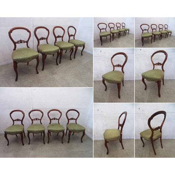 美品■フレンチアンティーク■バルーンバック■ダイニングチェア■4脚セット