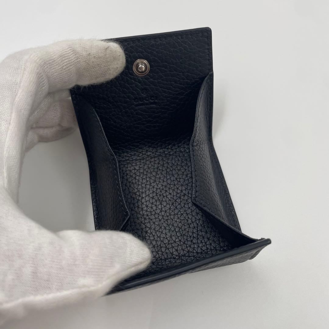 【✨極美品 現行】GUCCI ケース メタルロゴ シボ革 ブラック