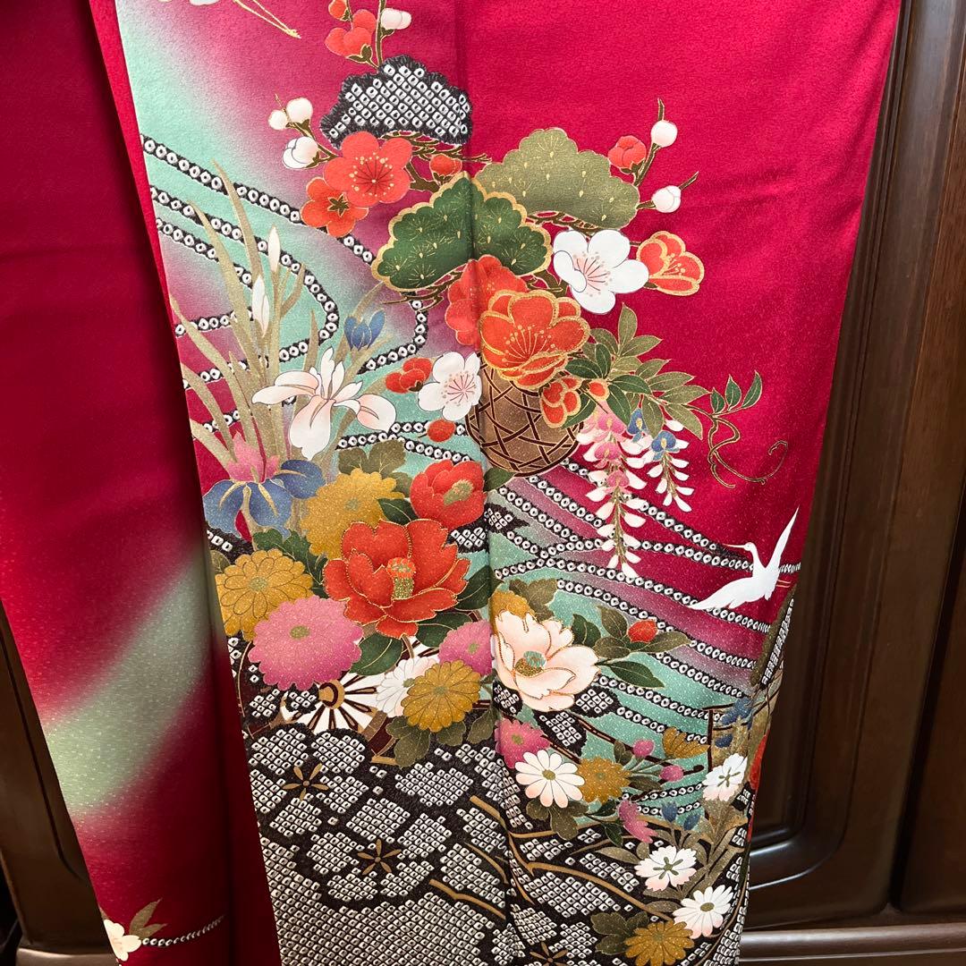 振袖セット　帯、帯締め、帯揚げ、重ね襟　　身丈165 裄丈70 袖丈113