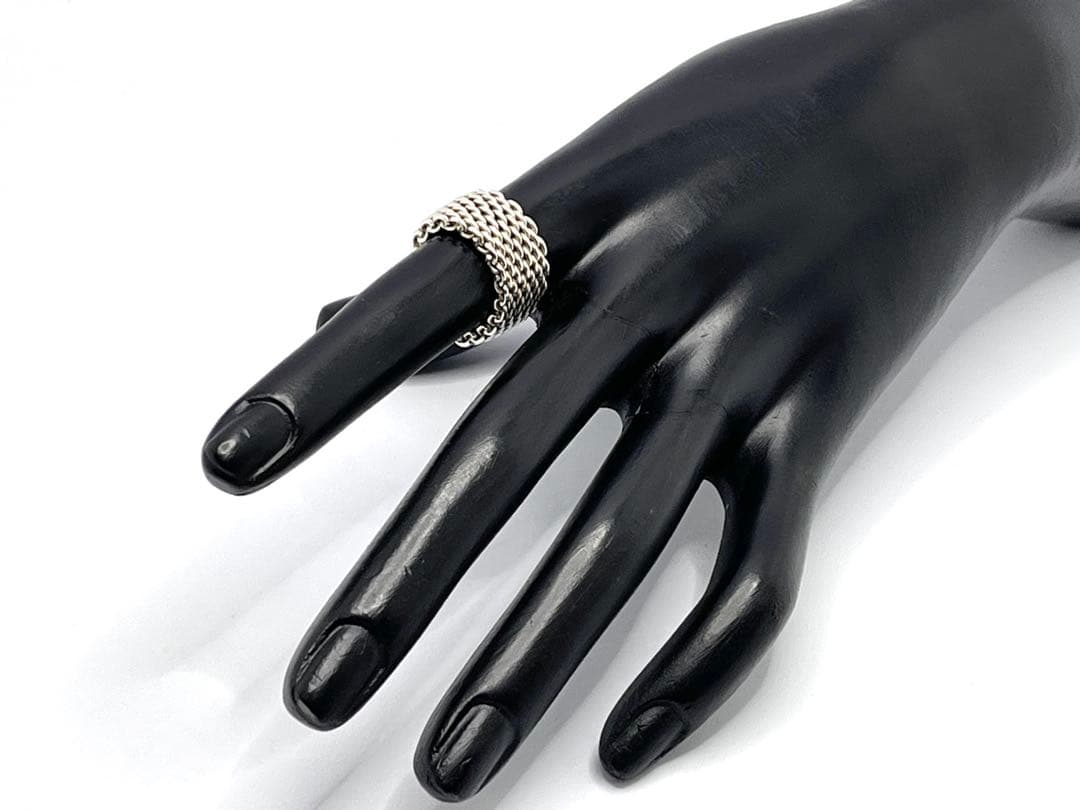 c892 オールド　ティファニー　サマセット　メッシュ　リング　925 約9号