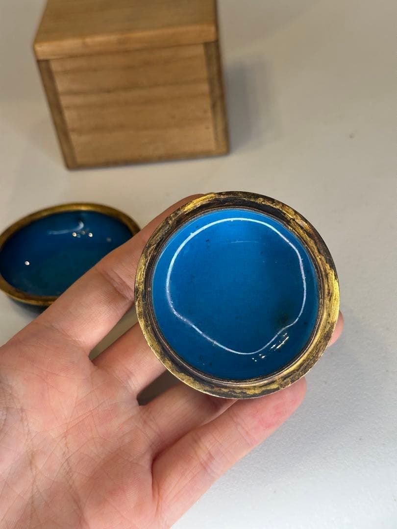 乾隆年製 香合 七宝焼 中国美術 骨董品 茶道具 共箱付