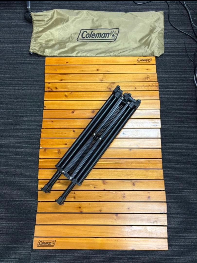 【アルペン限定】コールマン ウッドロールテーブル110茶色×黒 ※高さ2段階調整