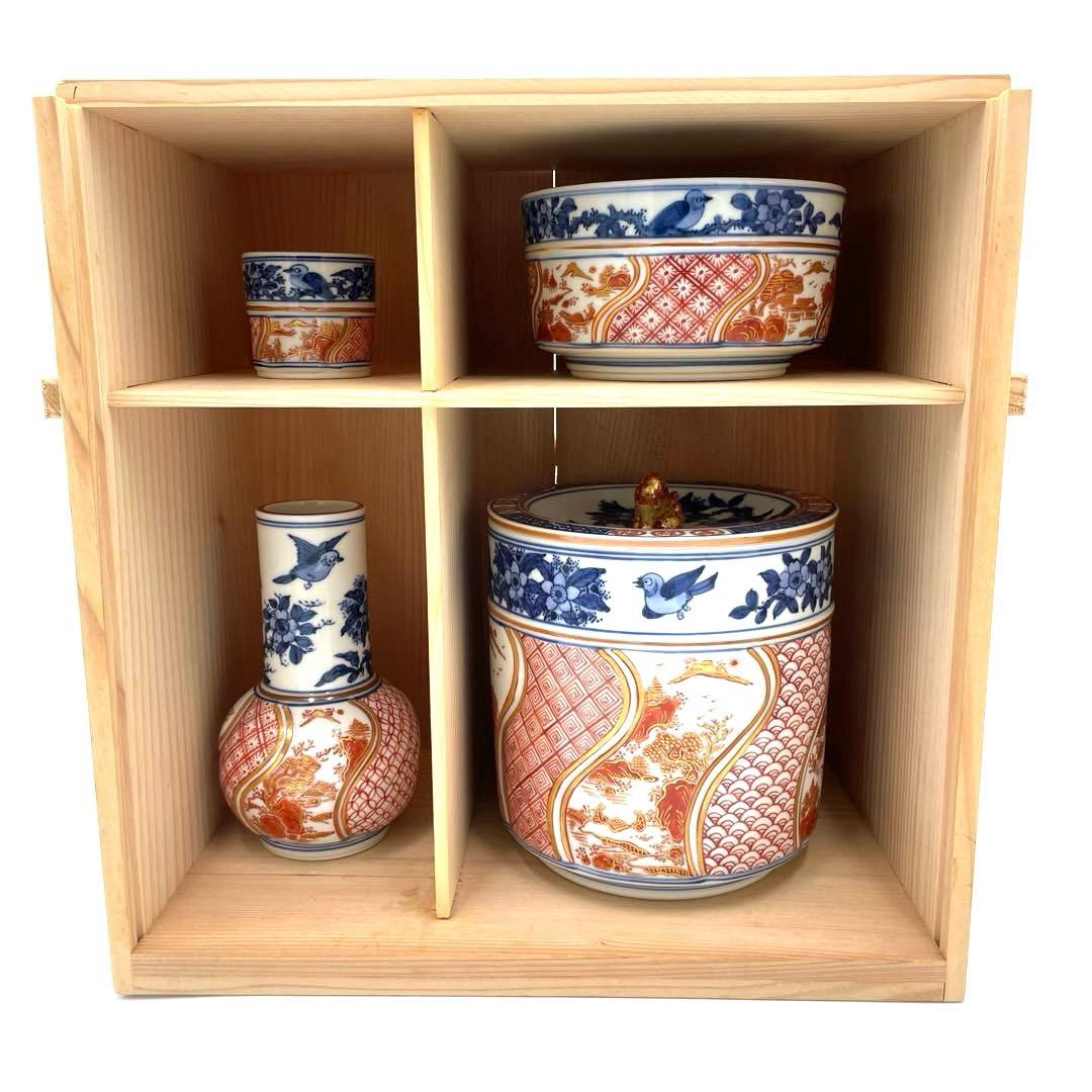 茶道具　染付　金襴手　花鳥文　平安　秀峰　台子皆具　水指　蓋置　釈立　建水　茶器