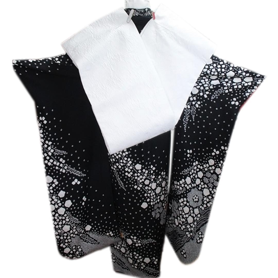 okapi◆ 振袖6点セット ◆170.5cmフルセット正絹白系Ud05