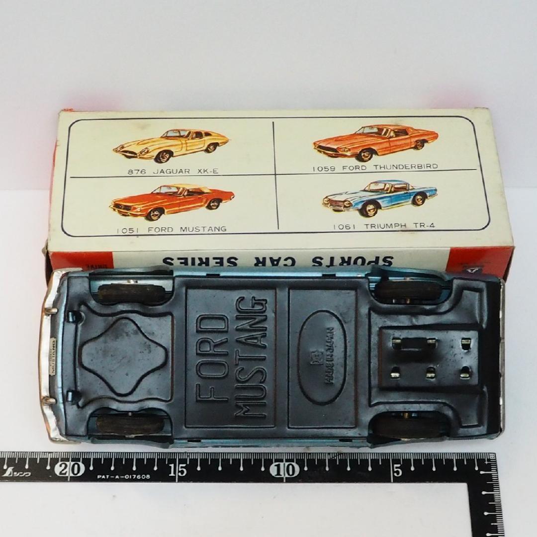 旧バンダイ【 フォード マスタング青】ブリキ自動車 tin toy car 箱付