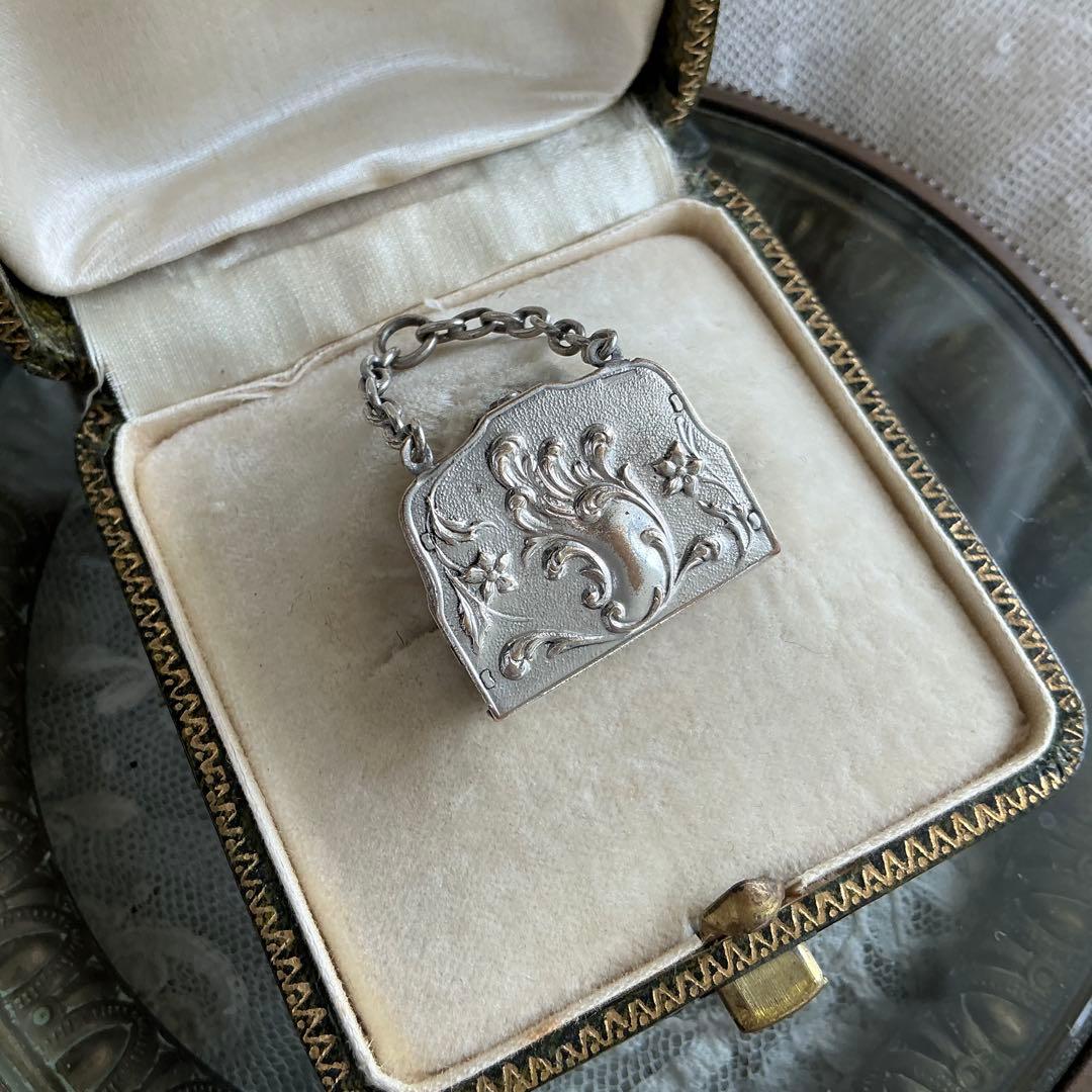 【ｍ】フランスアンティーク ミニチュア　バッグ　シルバープレート