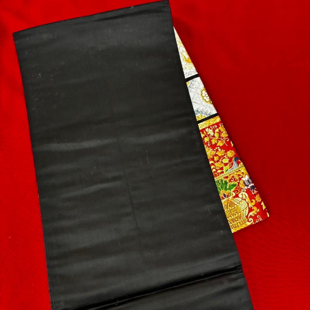 高級　更紗袋帯 華やかな刺繍 袋帯 100%絹　美術織物　豪華刺繍帯