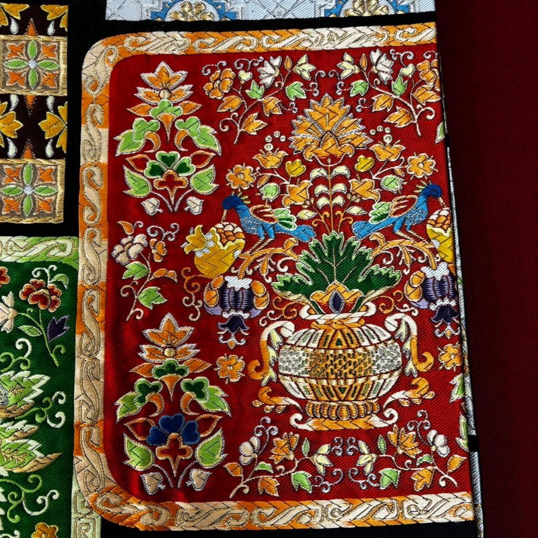 高級　更紗袋帯 華やかな刺繍 袋帯 100%絹　美術織物　豪華刺繍帯