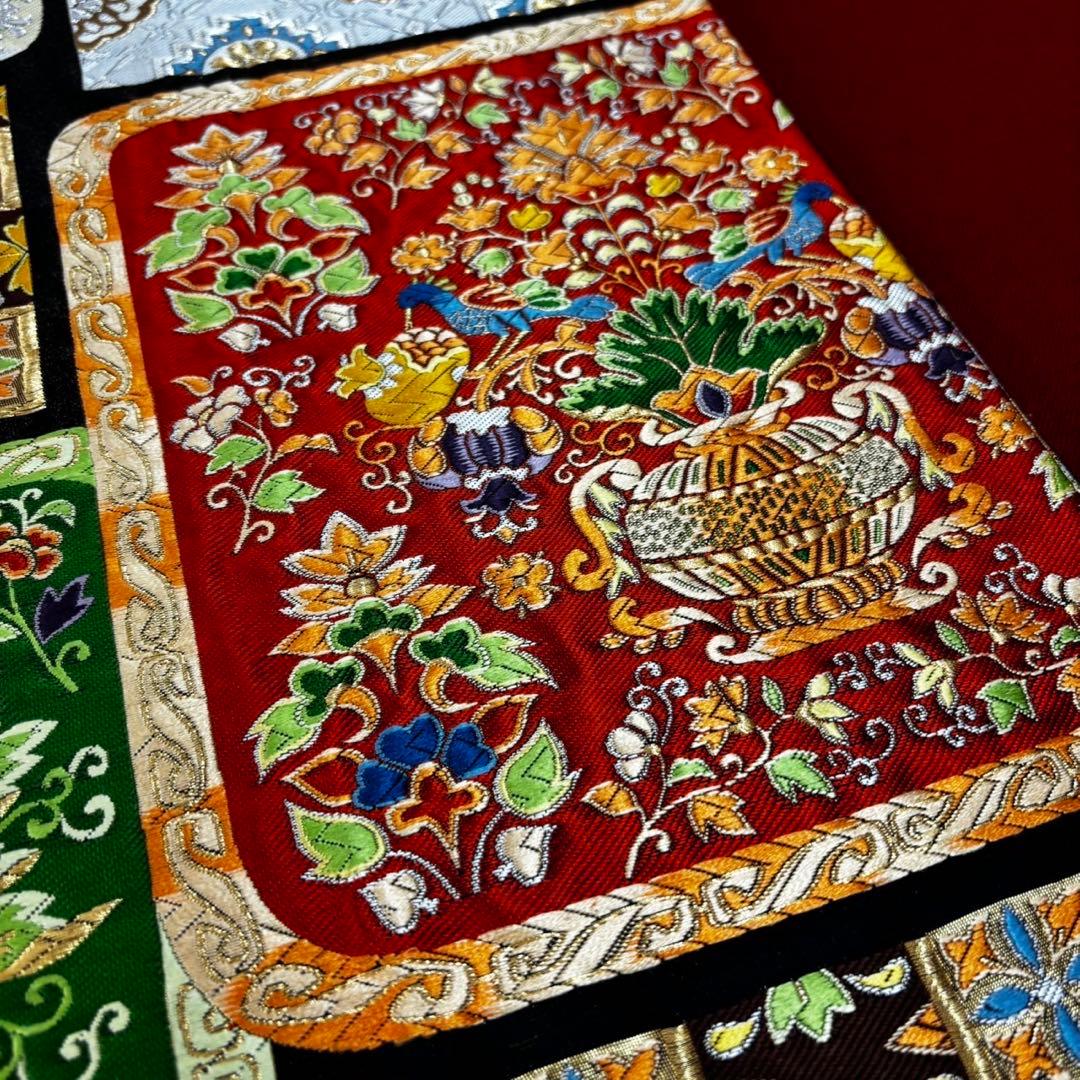 高級　更紗袋帯 華やかな刺繍 袋帯 100%絹　美術織物　豪華刺繍帯