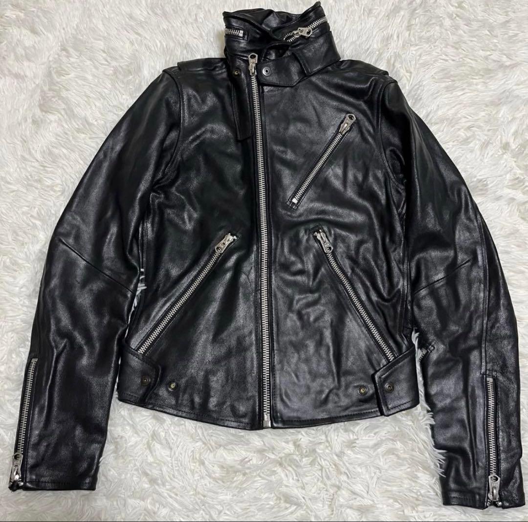 G-STAR RAW シングルライダースジャケット　レザージャケット　牛革　黒