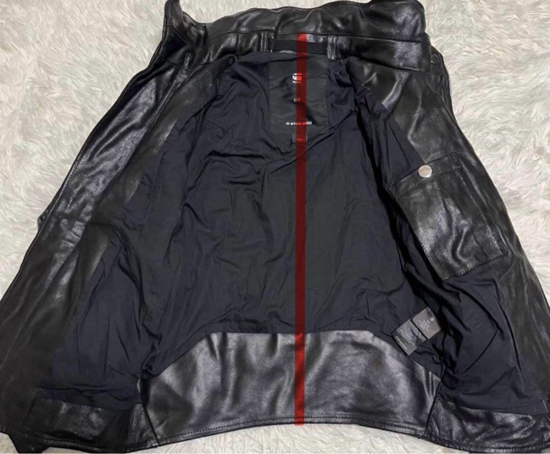 G-STAR RAW シングルライダースジャケット　レザージャケット　牛革　黒