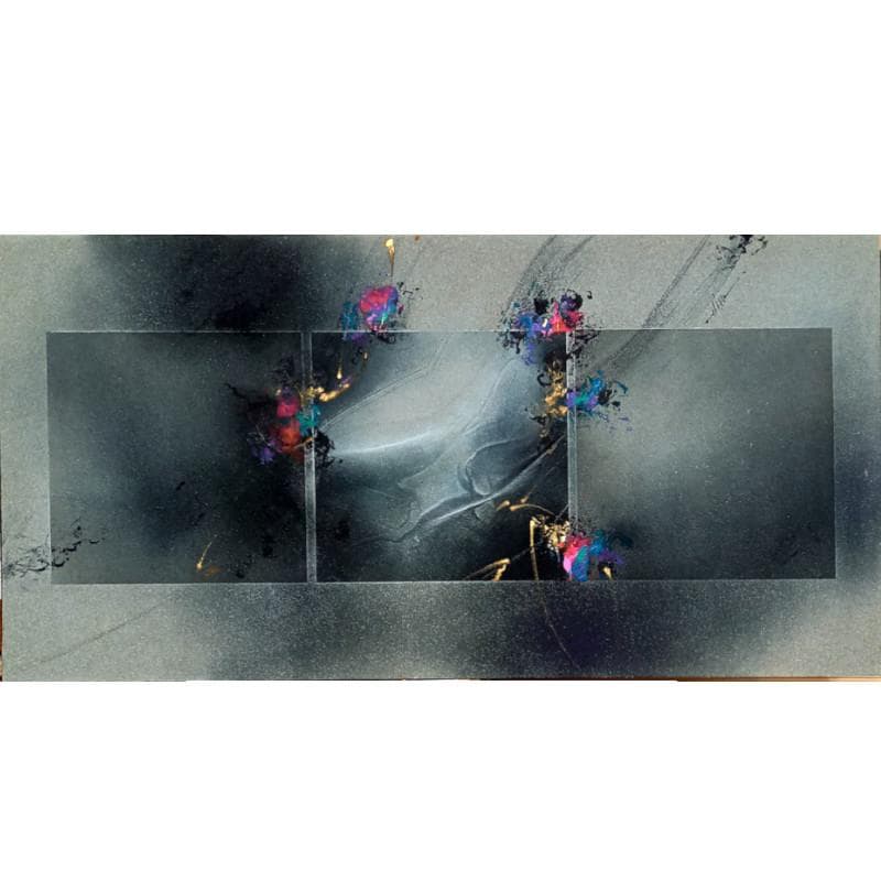 ☆高山洋夫☆砂地に描く『沈黙』のシリーズ アクリル画　肉筆　900X450