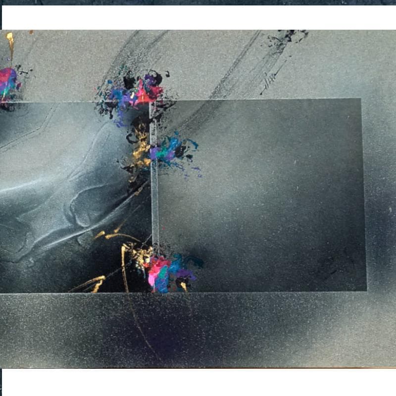 ☆高山洋夫☆砂地に描く『沈黙』のシリーズ アクリル画　肉筆　900X450