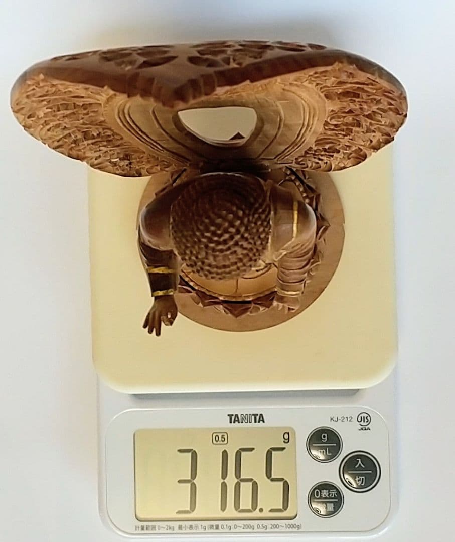 阿弥陀如来立像 5寸 #661 円台座 宝相華唐草 透彫り◆白檀 木彫 仏像