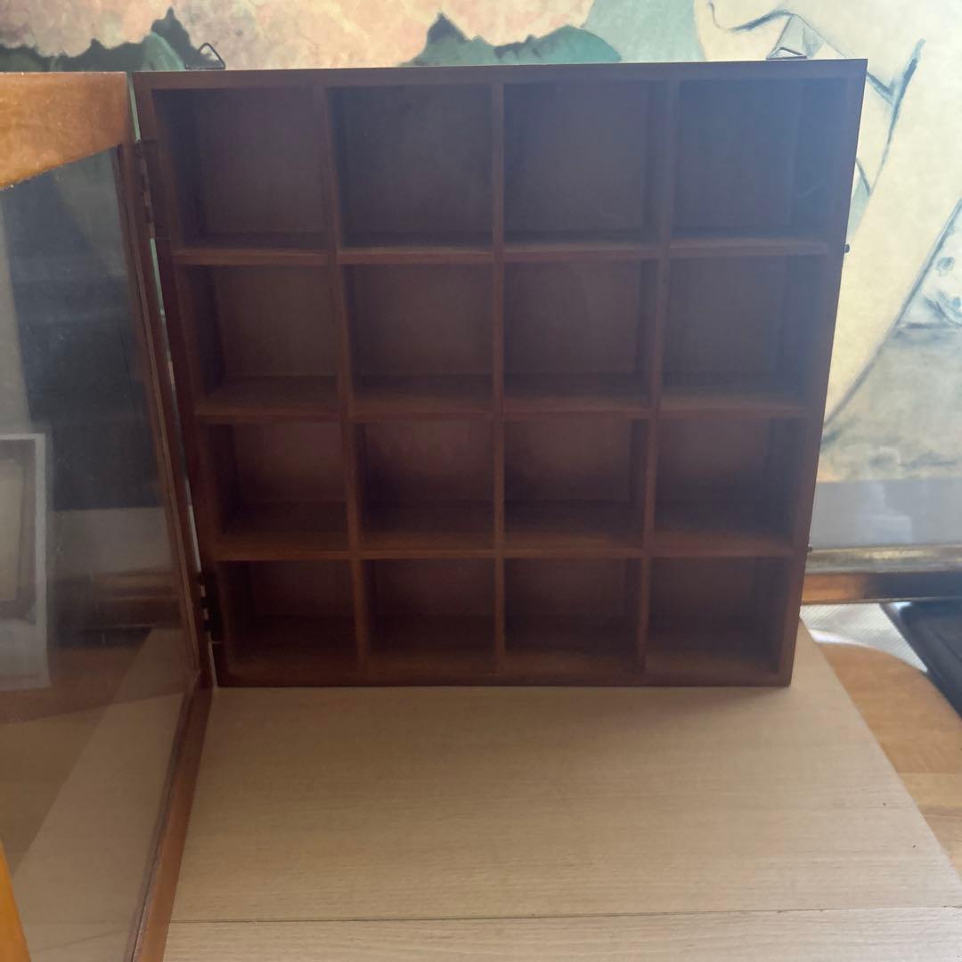 木製ガラス扉付き標本箱 16マス