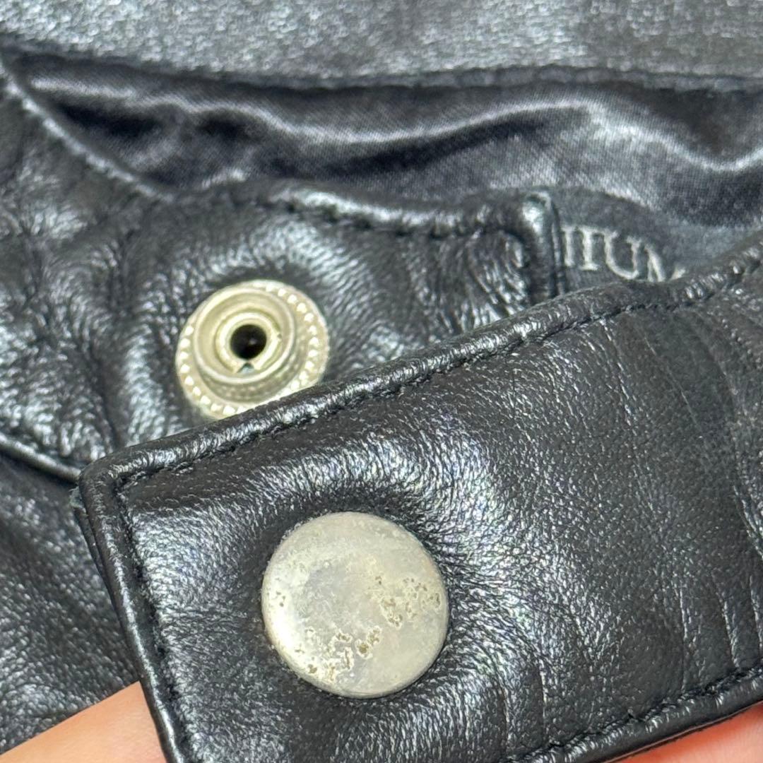 レニウム RHENIUM シングル　ライダースジャケット　羊革　46　ブラック