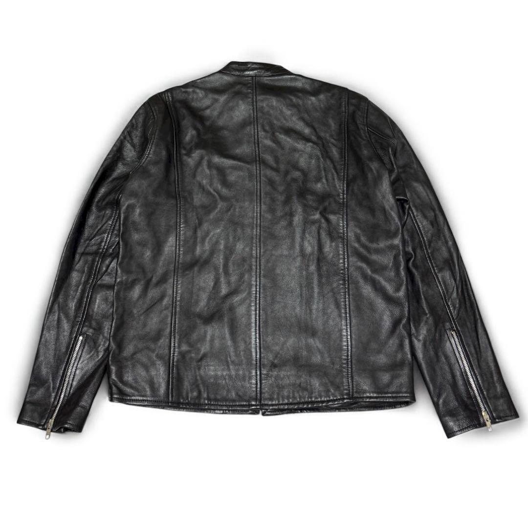 レニウム RHENIUM シングル　ライダースジャケット　羊革　46　ブラック